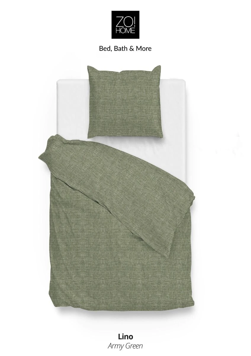 Zo!Home Lino Dekbedovertrek Army Green 6 Zo!Home Lino Dekbedovertrek Army Green - Afbeelding 4