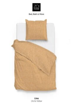 Zo!Home Lino Dekbedovertrek Ochre Yellow -Comfort Beddengoed Winkel zo home bettwasche lino ochre yellow 5