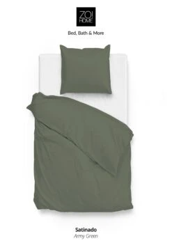 Zo!Home Satinado Dekbedovertrek Army Green 10 Zo!Home Satinado Dekbedovertrek Army Green -Comfort Beddengoed Winkel zo home bettwasche satinado army green 1