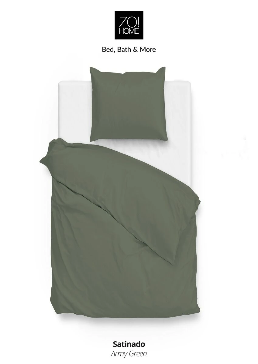 Zo!Home Satinado Dekbedovertrek Army Green 5 Zo!Home Satinado Dekbedovertrek Army Green - Afbeelding 3