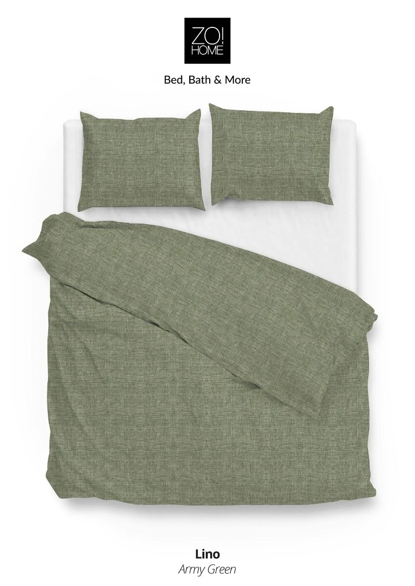 Zo!Home Lino Dekbedovertrek Army Green 5 Zo!Home Lino Dekbedovertrek Army Green - Afbeelding 3