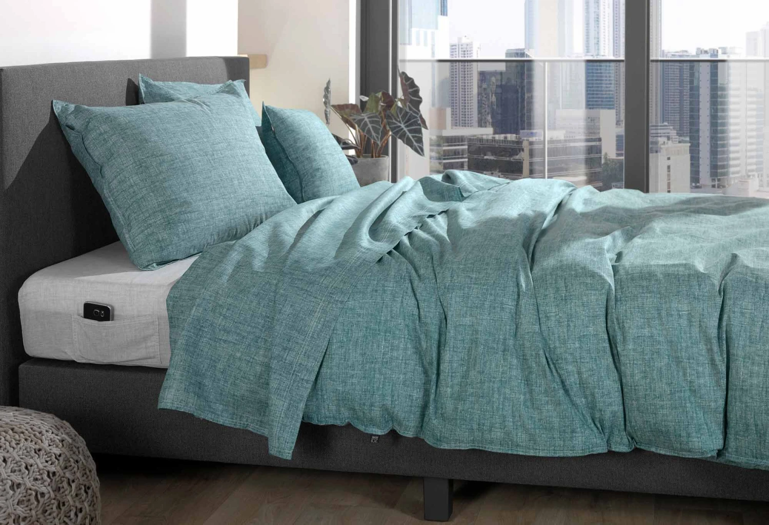 Zo!Home Lino Dekbedovertrek Emerald Green 4 Zo!Home Lino Dekbedovertrek Emerald Green - Afbeelding 2