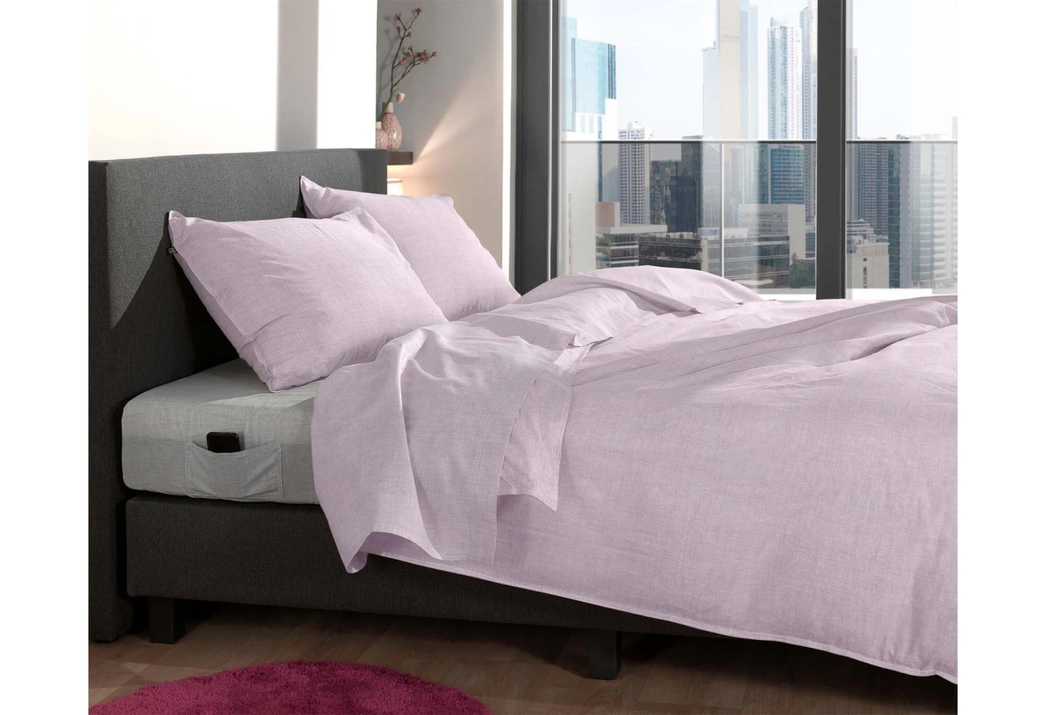 Zo!Home Lino Dekbedovertrek Grey Lilac 4 Zo!Home Lino Dekbedovertrek Grey Lilac - Afbeelding 2