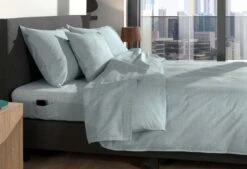 Zo!Home Lino Dekbedovertrek Mintgreen -Comfort Beddengoed Winkel zo home dekbedovertrek lino mint green 5 1