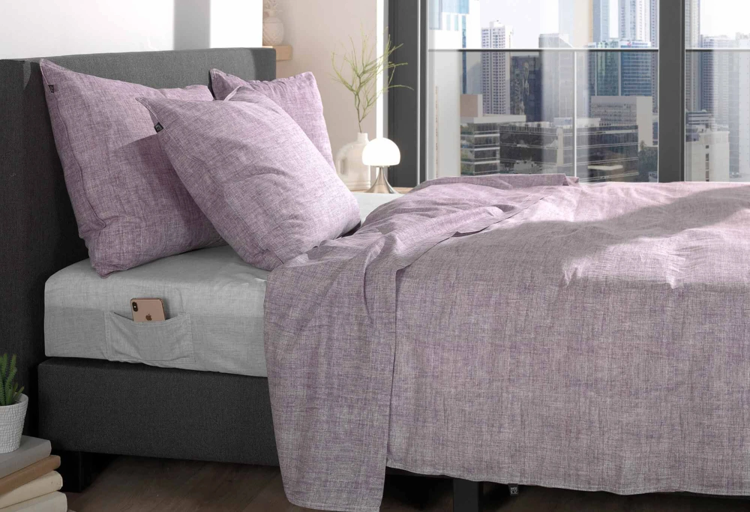 Zo!Home Lino Dekbedovertrek Purple 4 Zo!Home Lino Dekbedovertrek Purple - Afbeelding 2