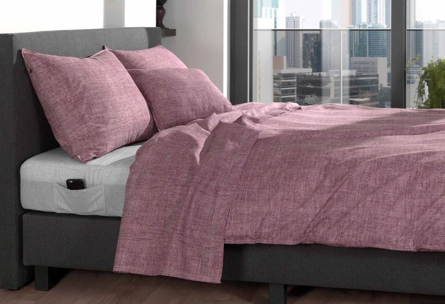 Zo!Home Lino Dekbedovertrek Wine Red 4 Zo!Home Lino Dekbedovertrek Wine Red - Afbeelding 2