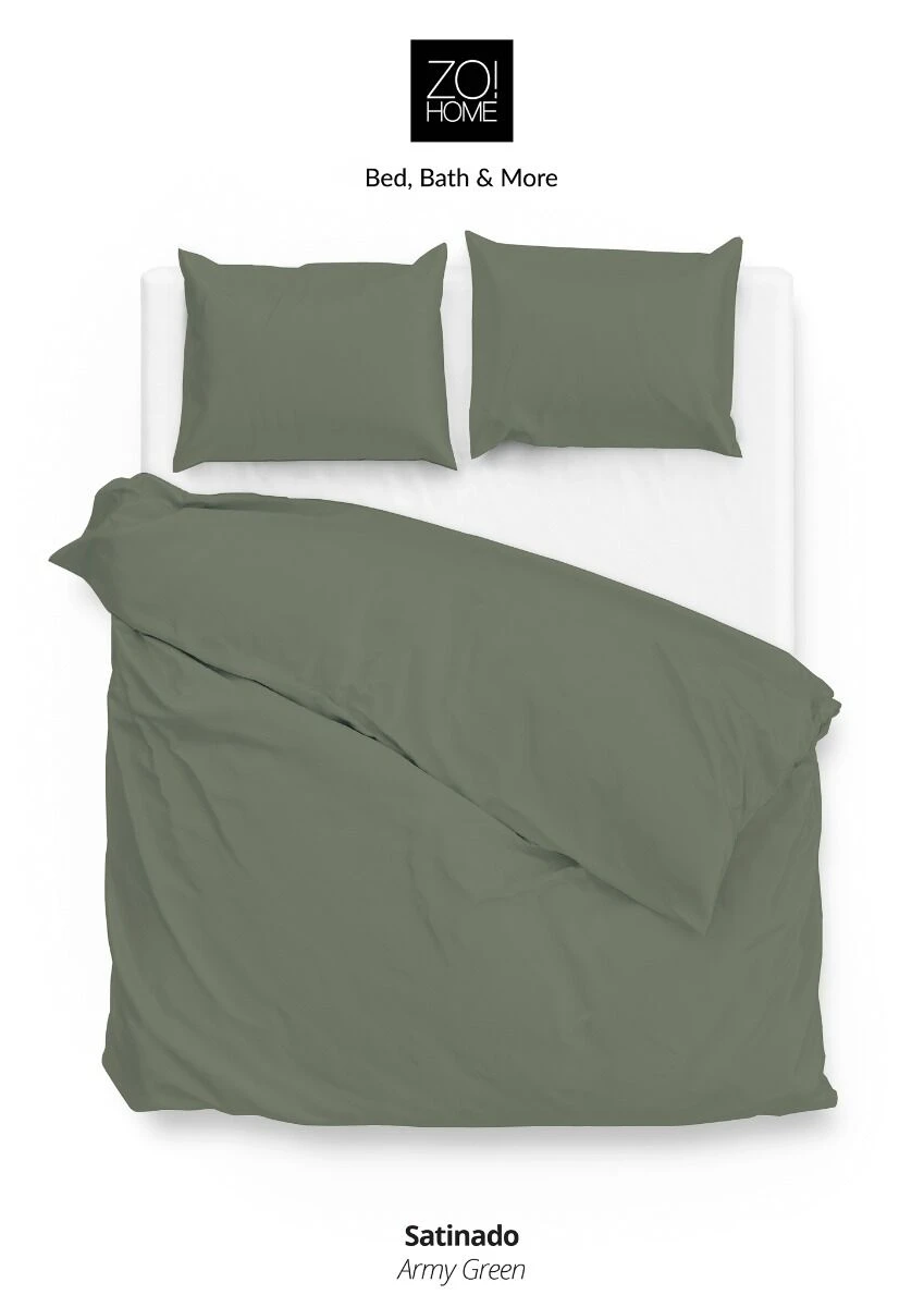 Zo!Home Satinado Dekbedovertrek Army Green 3 Zo!Home Satinado Dekbedovertrek Army Green