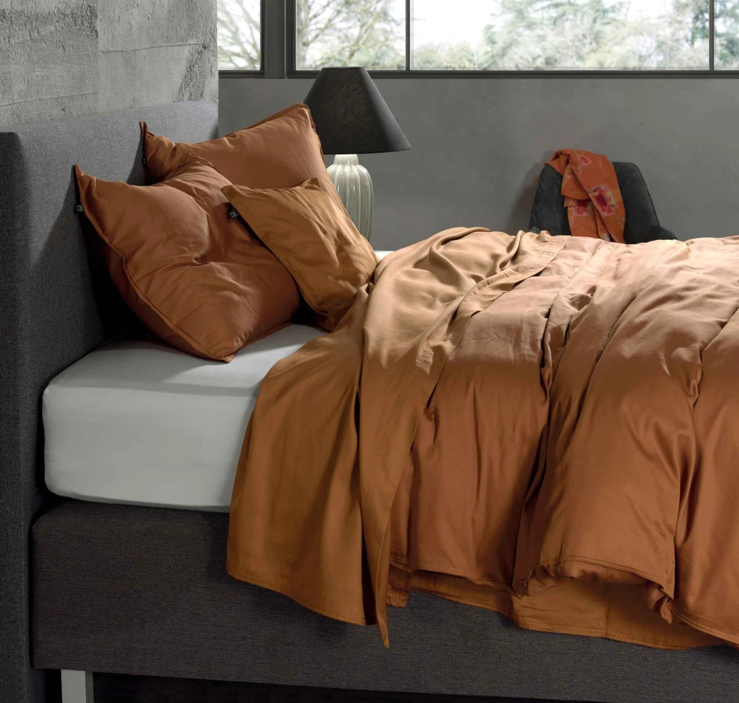 Zo!Home Satinado Dekbedovertrek Cognac Brown 8 Zo!Home Satinado Dekbedovertrek Cognac Brown - Afbeelding 6