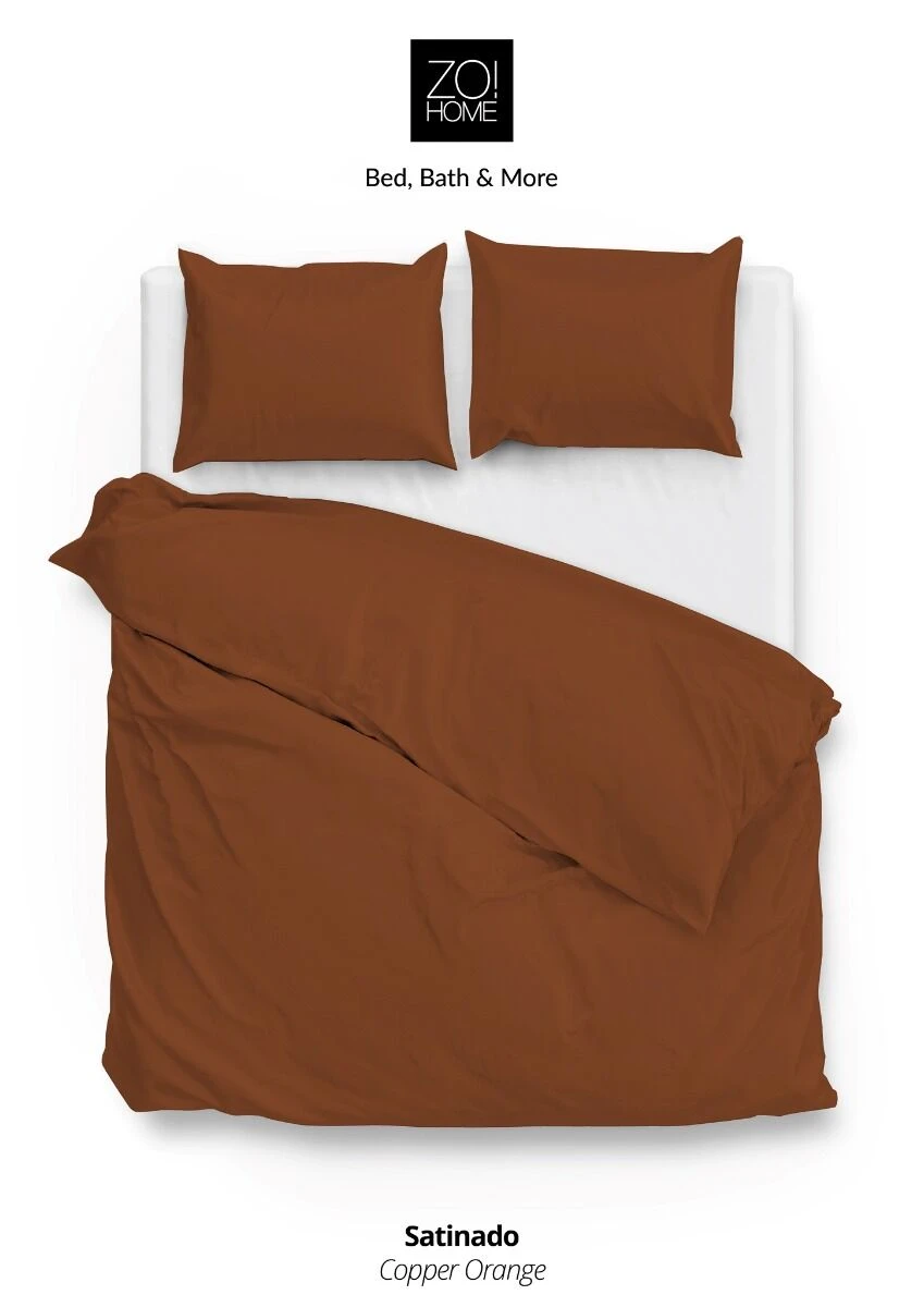 Zo!Home Satinado Dekbedovertrek Copper Orange 4 Zo!Home Satinado Dekbedovertrek Copper Orange - Afbeelding 2