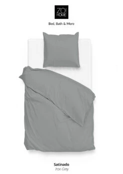 Zo!Home Satinado Dekbedovertrek Iron Grey 9 Zo!Home Satinado Dekbedovertrek Iron Grey -Comfort Beddengoed Winkel zo home dekbedovertrek satinado iron grey 1 1