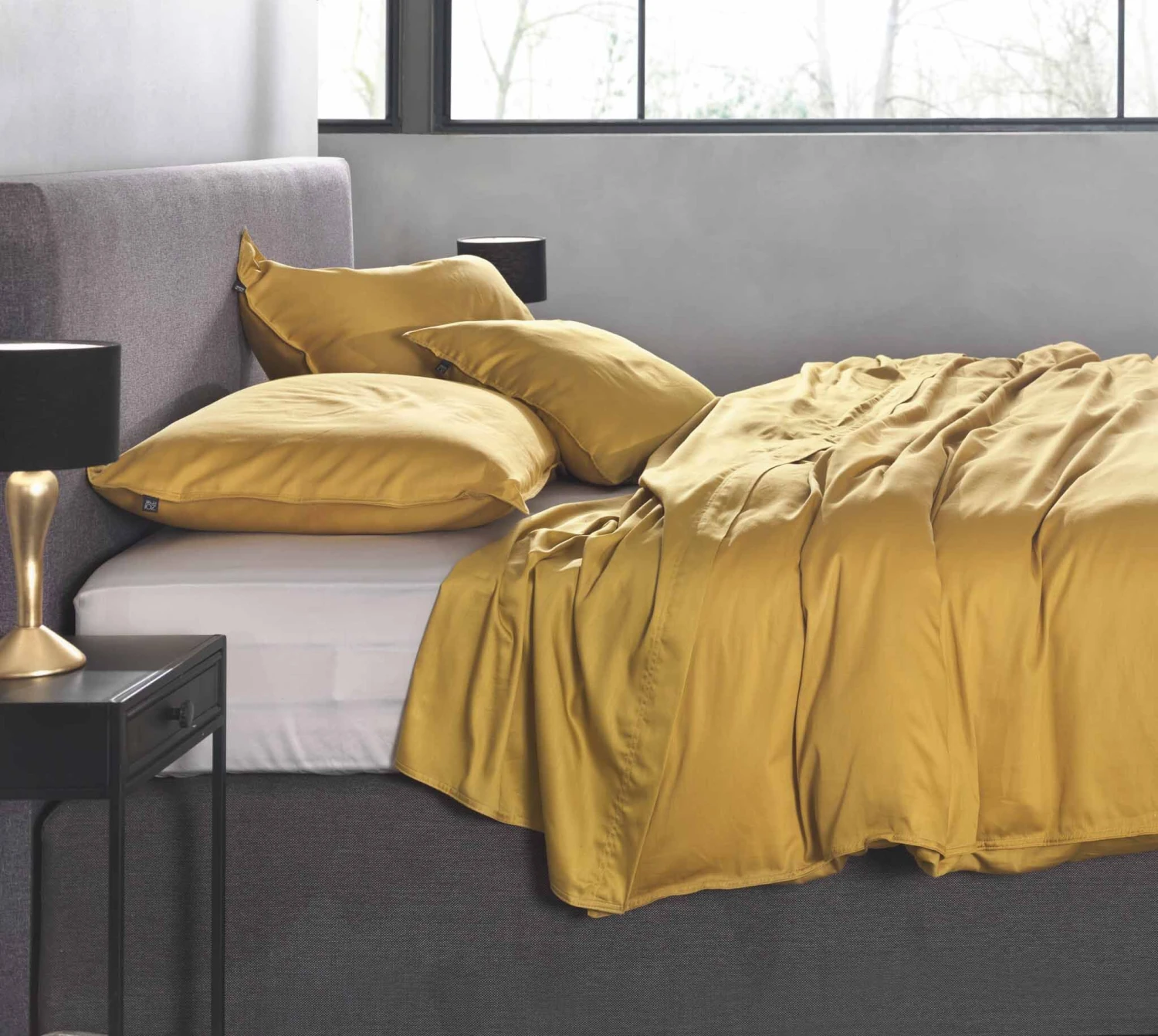 Zo!Home Satinado Dekbedovertrek Ochre Gold 4 Zo!Home Satinado Dekbedovertrek Ochre Gold - Afbeelding 2